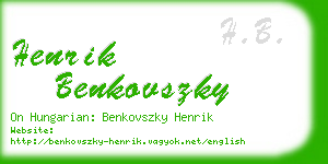 henrik benkovszky business card